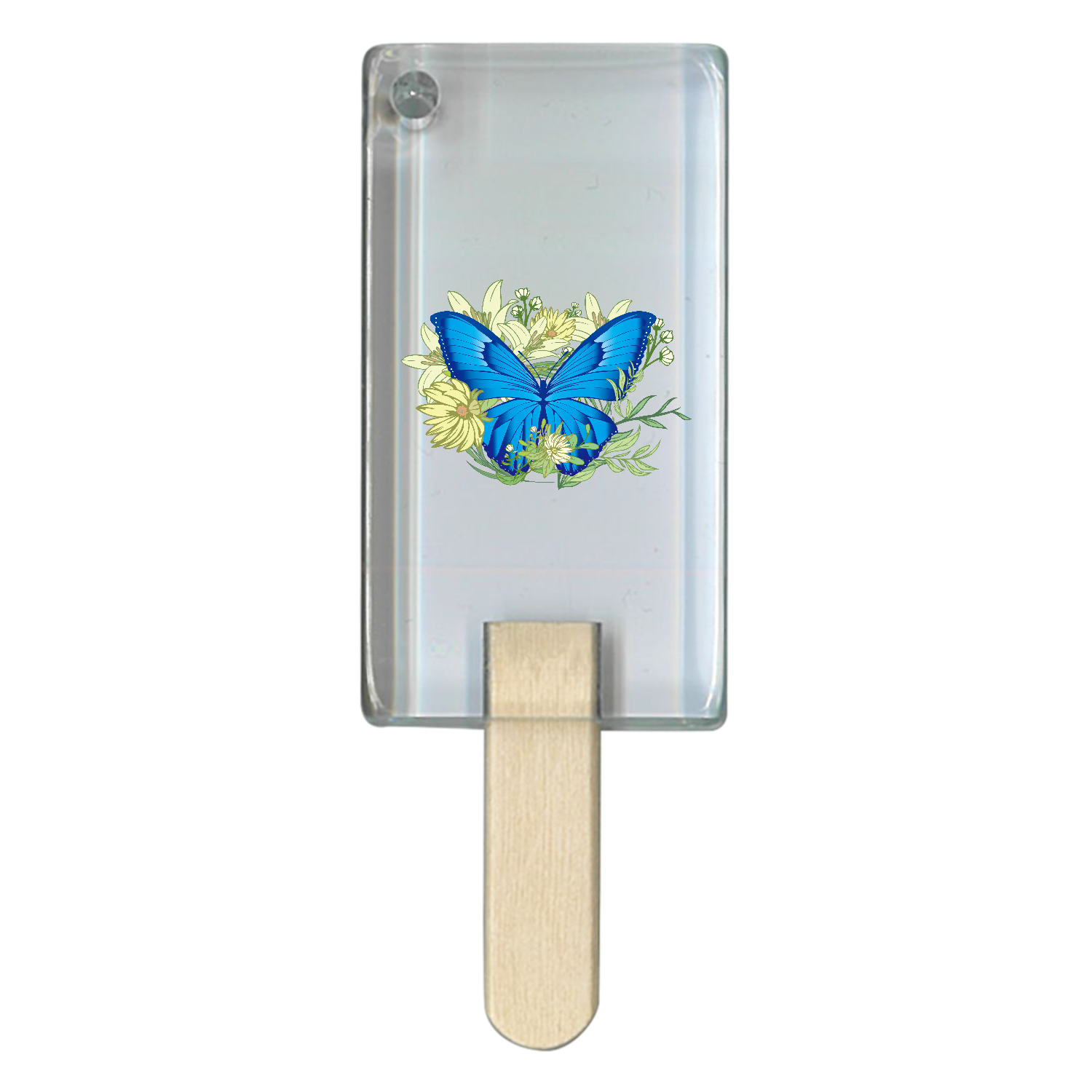 ブルーモルフォ蝶のイラスト アイス型アクリルチャーム