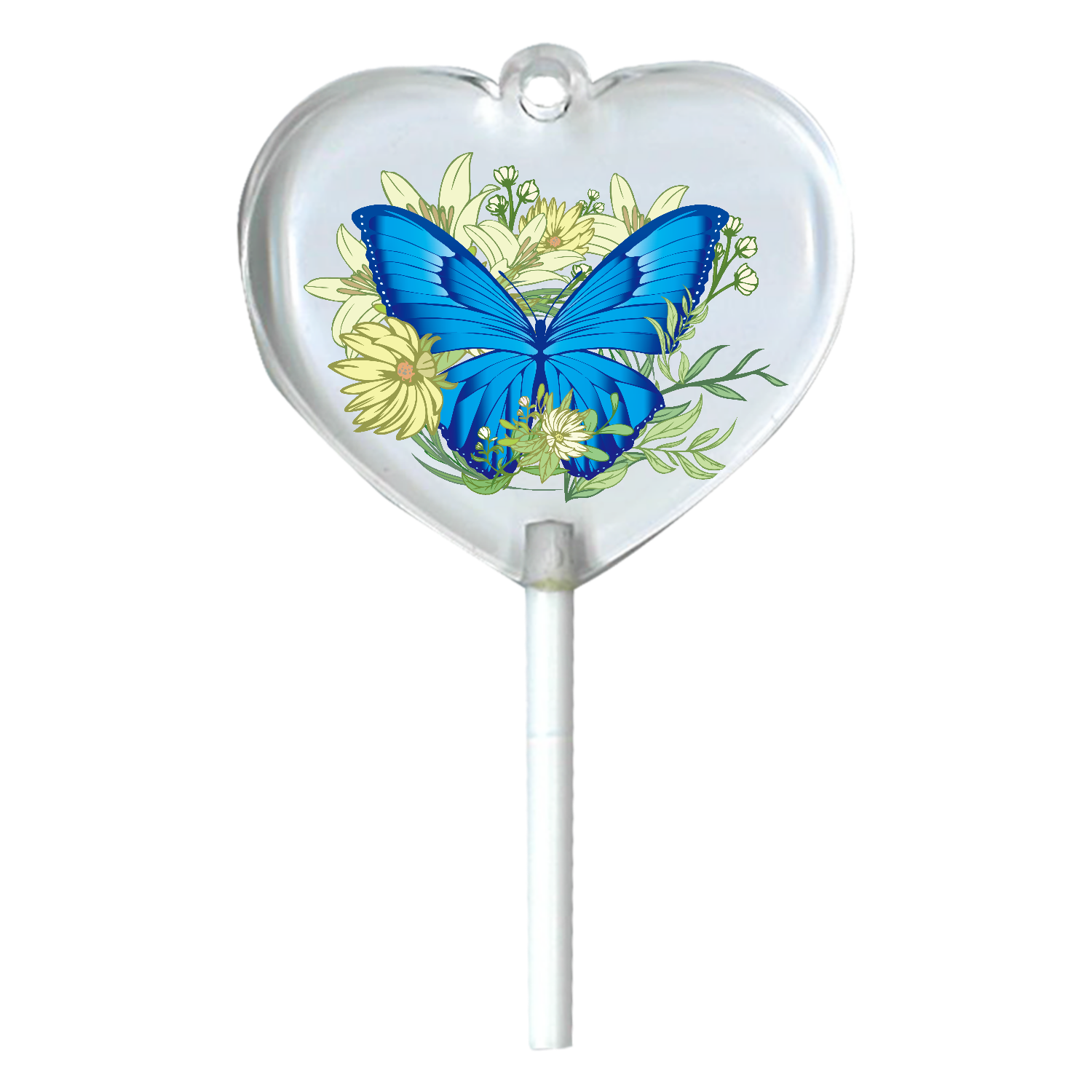 ブルーモルフォ蝶のイラスト ハートキャンディアクリルチャーム