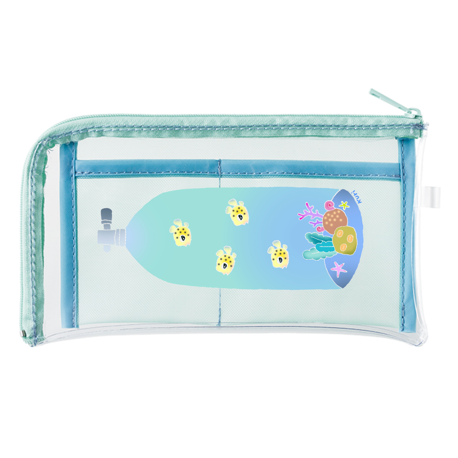 ミナミハコフグbaby メッシュポケットクリアロングポーチ