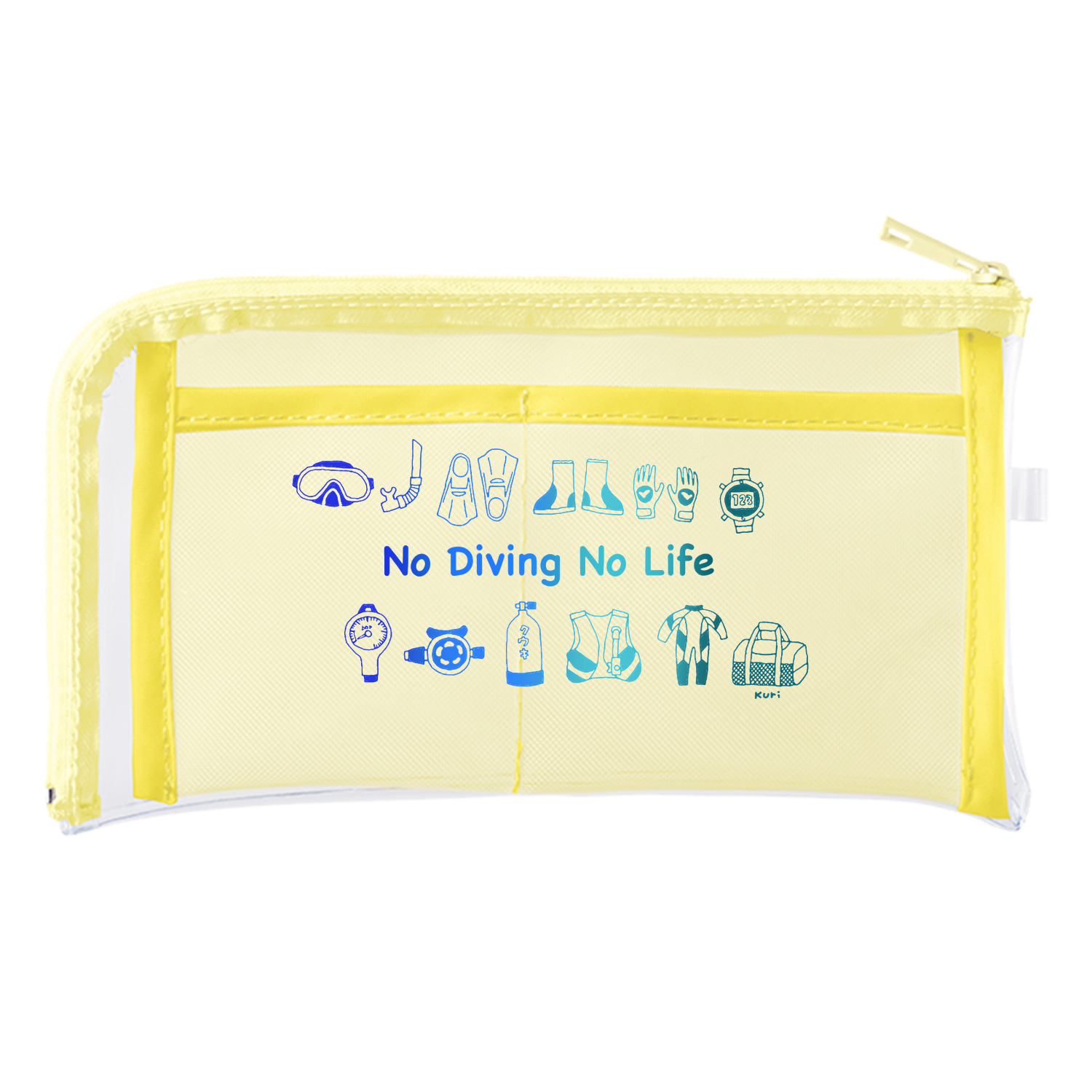 No Diving No Life メッシュポケットクリアロングポーチ