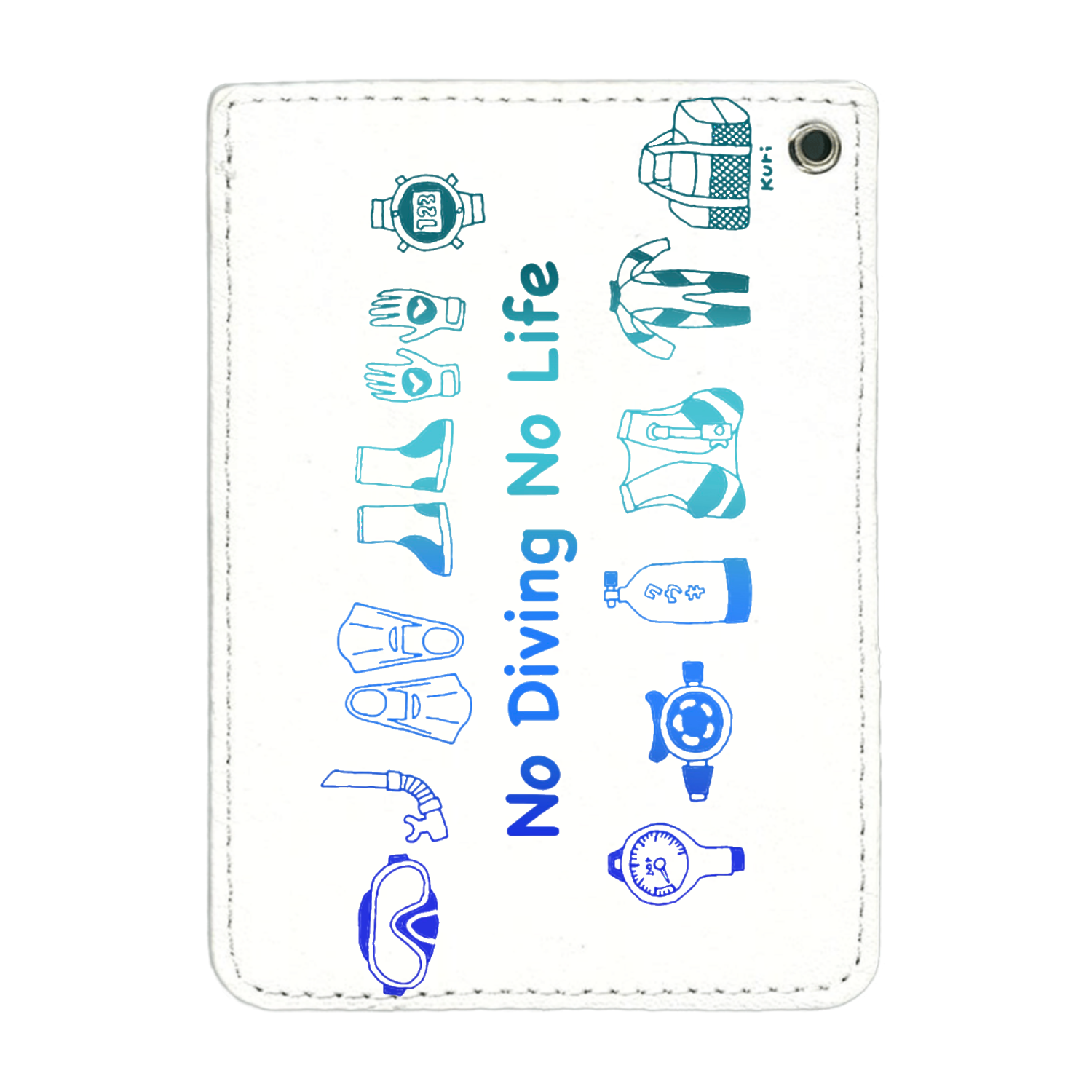 No Diving No Life PUレザーパスケース(チェーン付き)