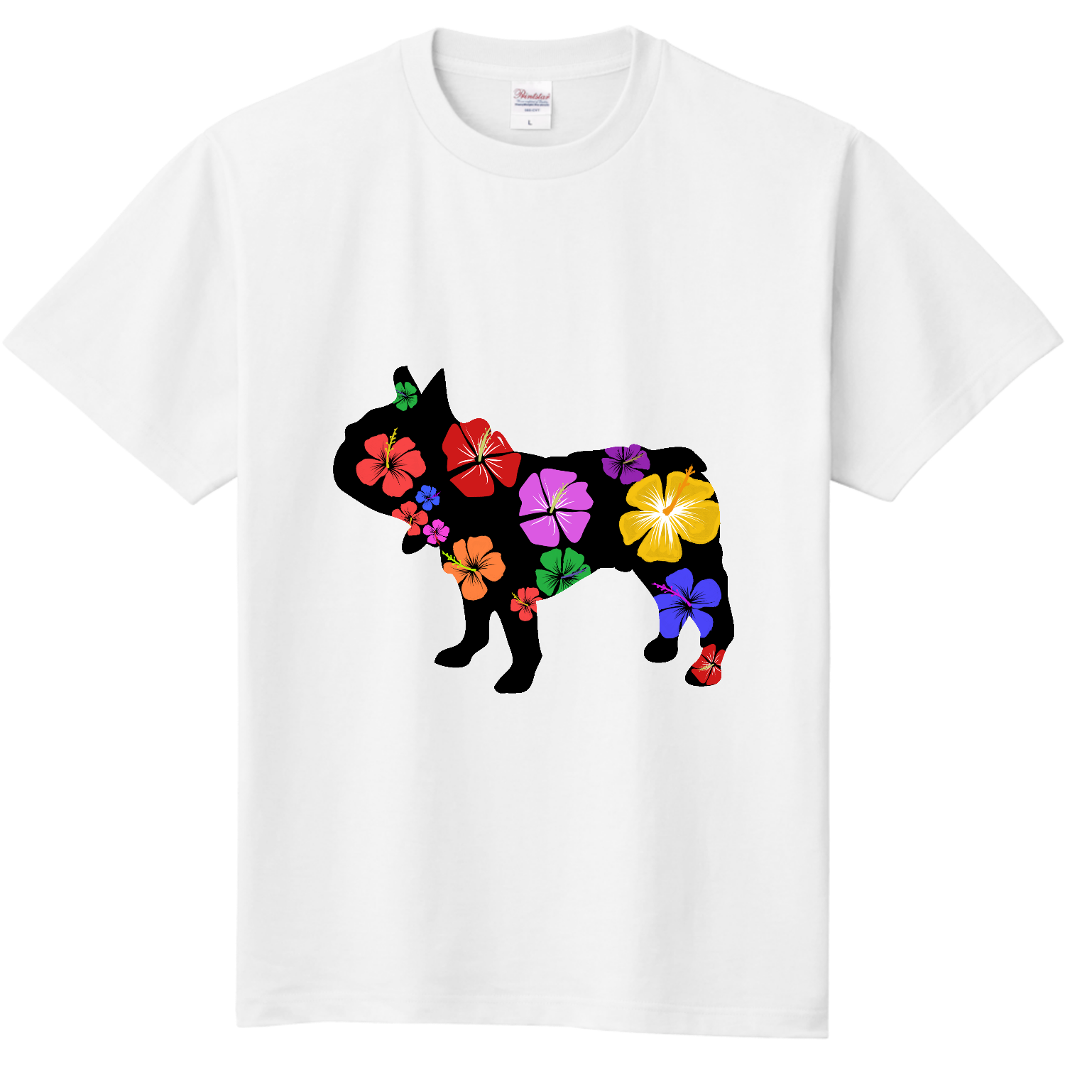 ハイビスカスのフレンチブルドッグシルエット 定番Ｔシャツ