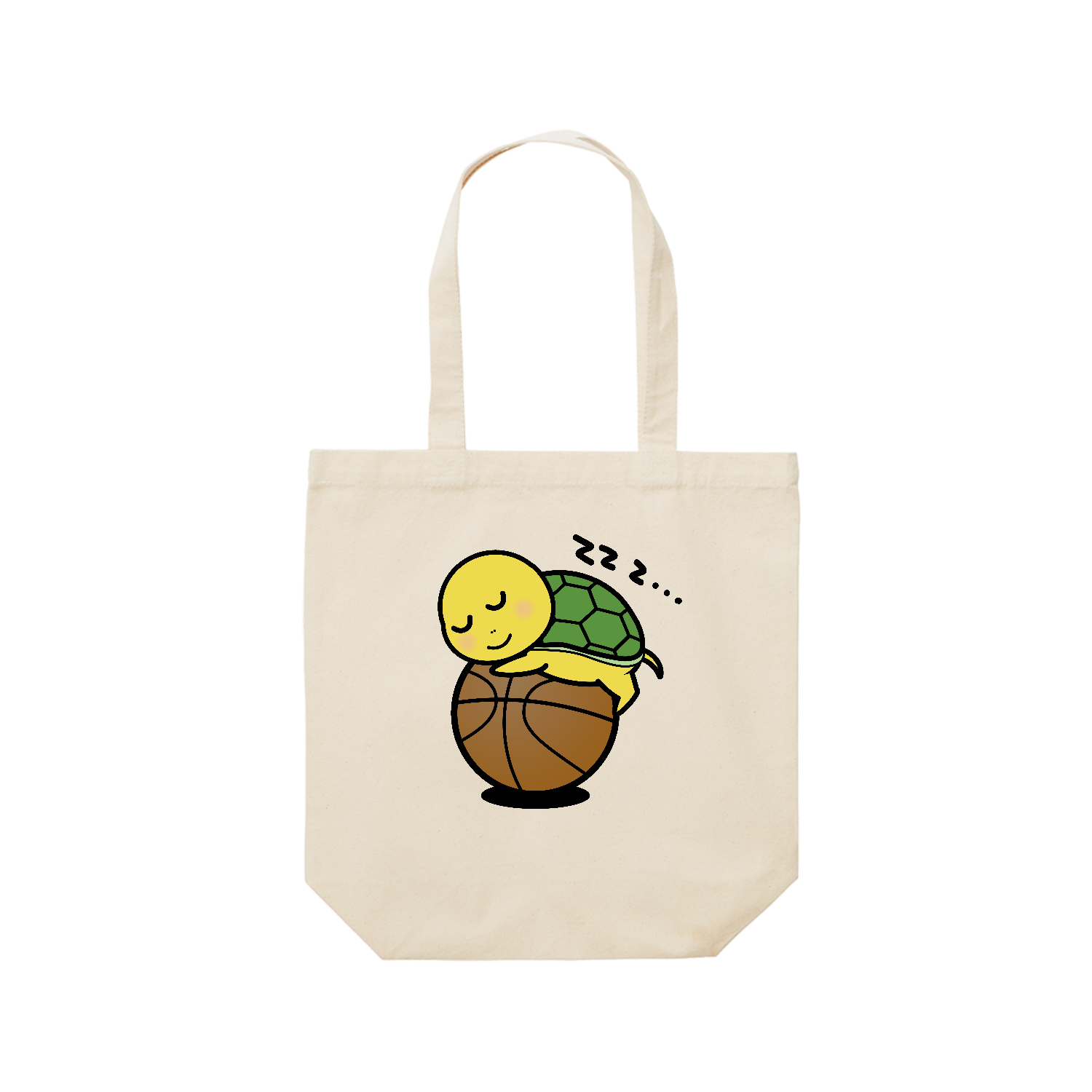 バスケ亀 レギュラーキャンバストートバッグ(M) (フルカラー転写プリント)