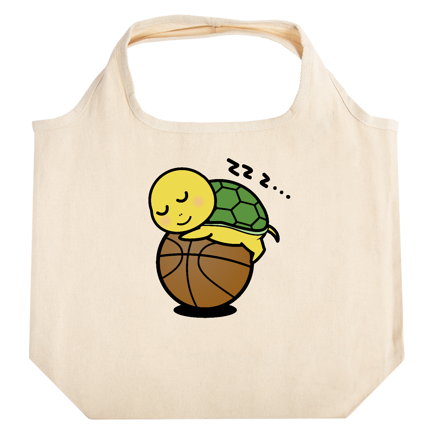 バスケ亀 たためるマルシェ【白プリントあり】