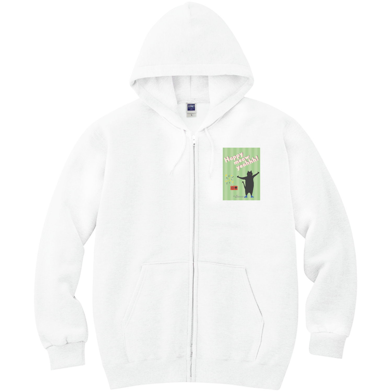 Happy Meow Yeahhh! Cat 軽量ジップアップパーカー