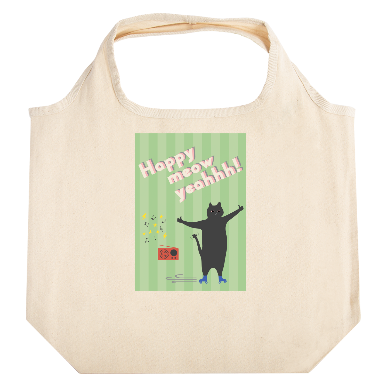 Happy Meow Yeahhh! Cat たためるマルシェ【白プリントあり】