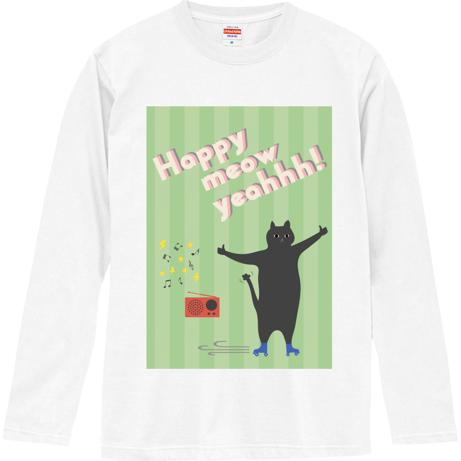 Happy Meow Yeahhh! Cat ロングスリーブTシャツ