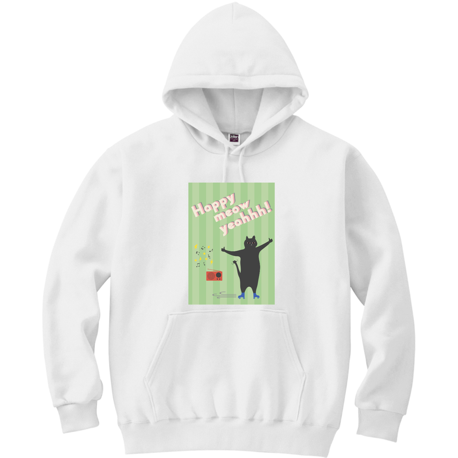 Happy Meow Yeahhh! Cat 軽量プルパーカー (長袖プリント)