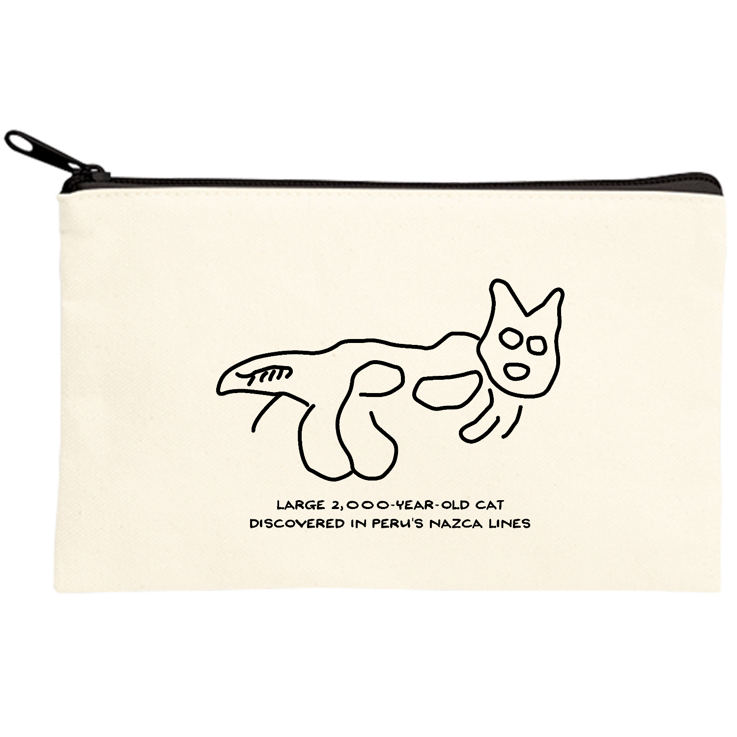 ナスカの地上絵「古代猫」 キャンバスポーチ(S)【白プリント有】