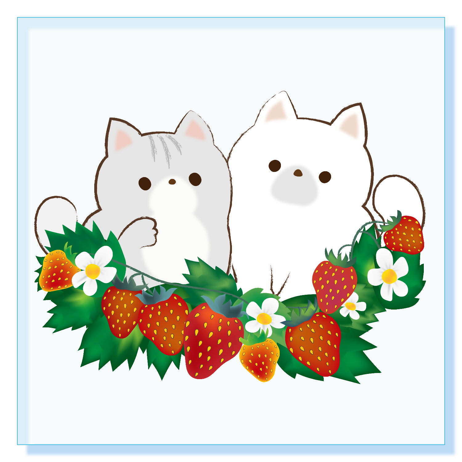 イチゴとネコちゃんアクリルブロック (100 x 100mm)の商品購入 イチゴとネコちゃんアクリルブロック (100 x 100mm)の商品購入