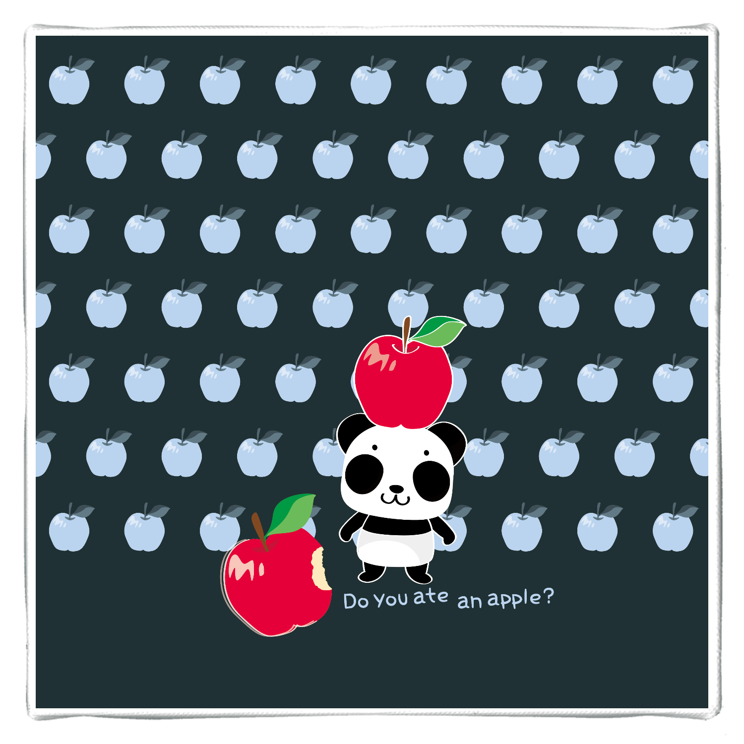 リンゴ食べたの誰？ズレてもぱんだズレぱんだちゃんA ファブリックパネル (180×180mm)