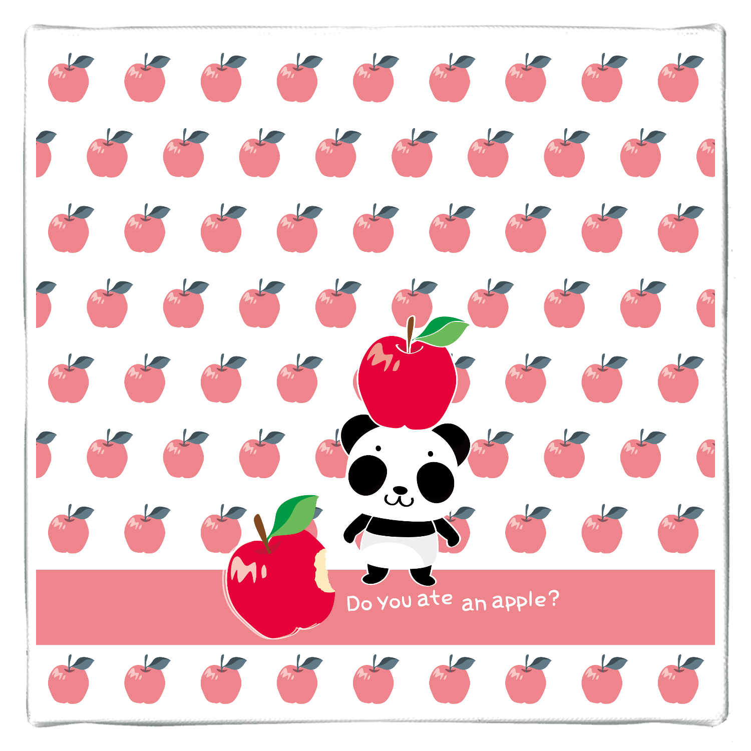 リンゴ食べたの誰？ズレてもぱんだズレぱんだちゃんB ファブリックパネル (180×180mm)