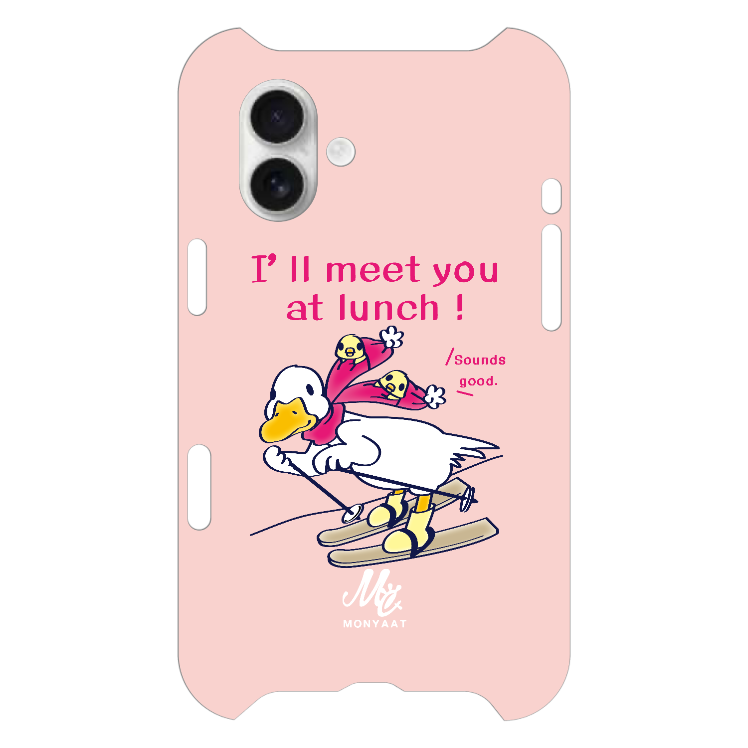 あひるのおひるさんのスキー　ピンク iPhone16 Plus