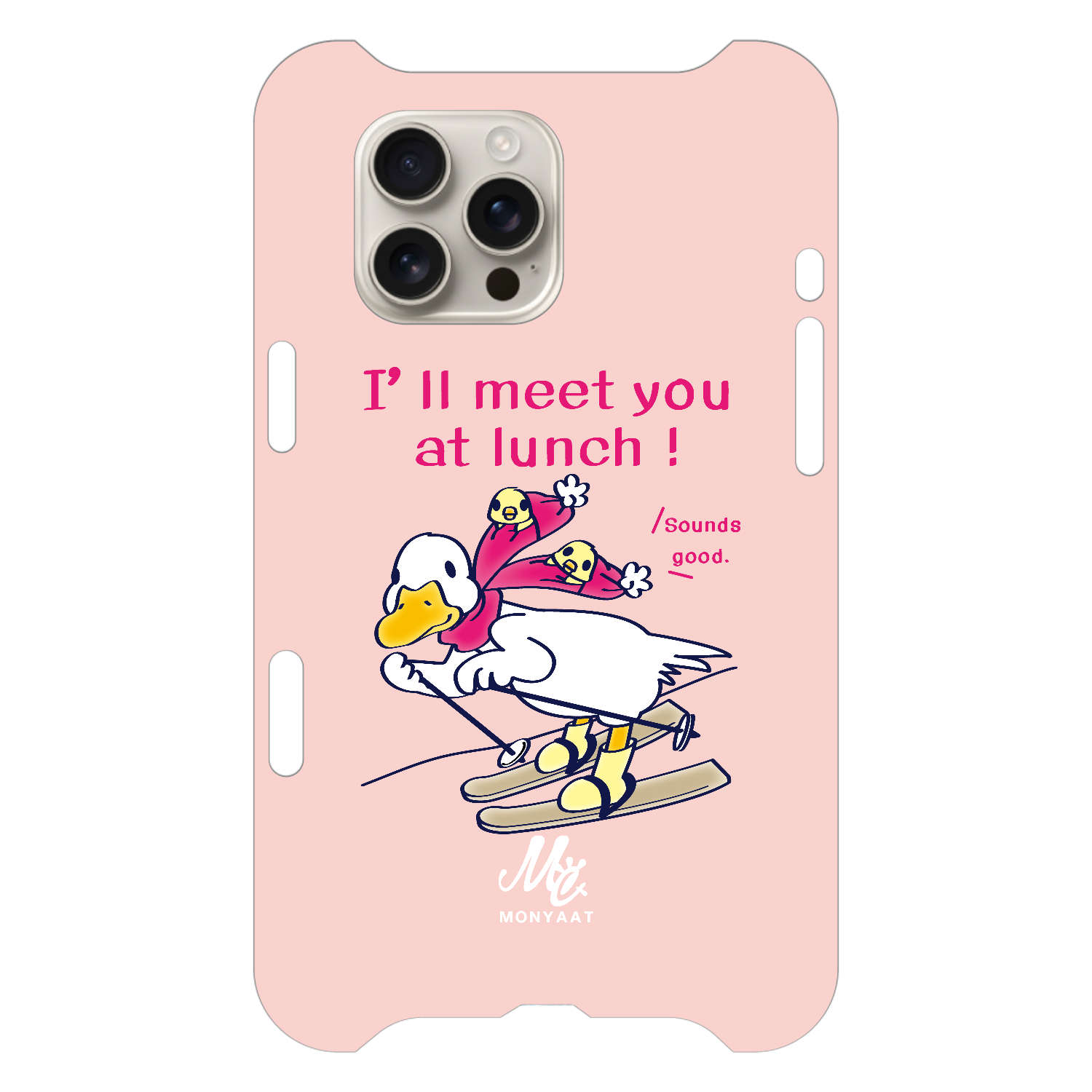 あひるのおひるさんのスキー　ピンク iPhone16 Pro Max