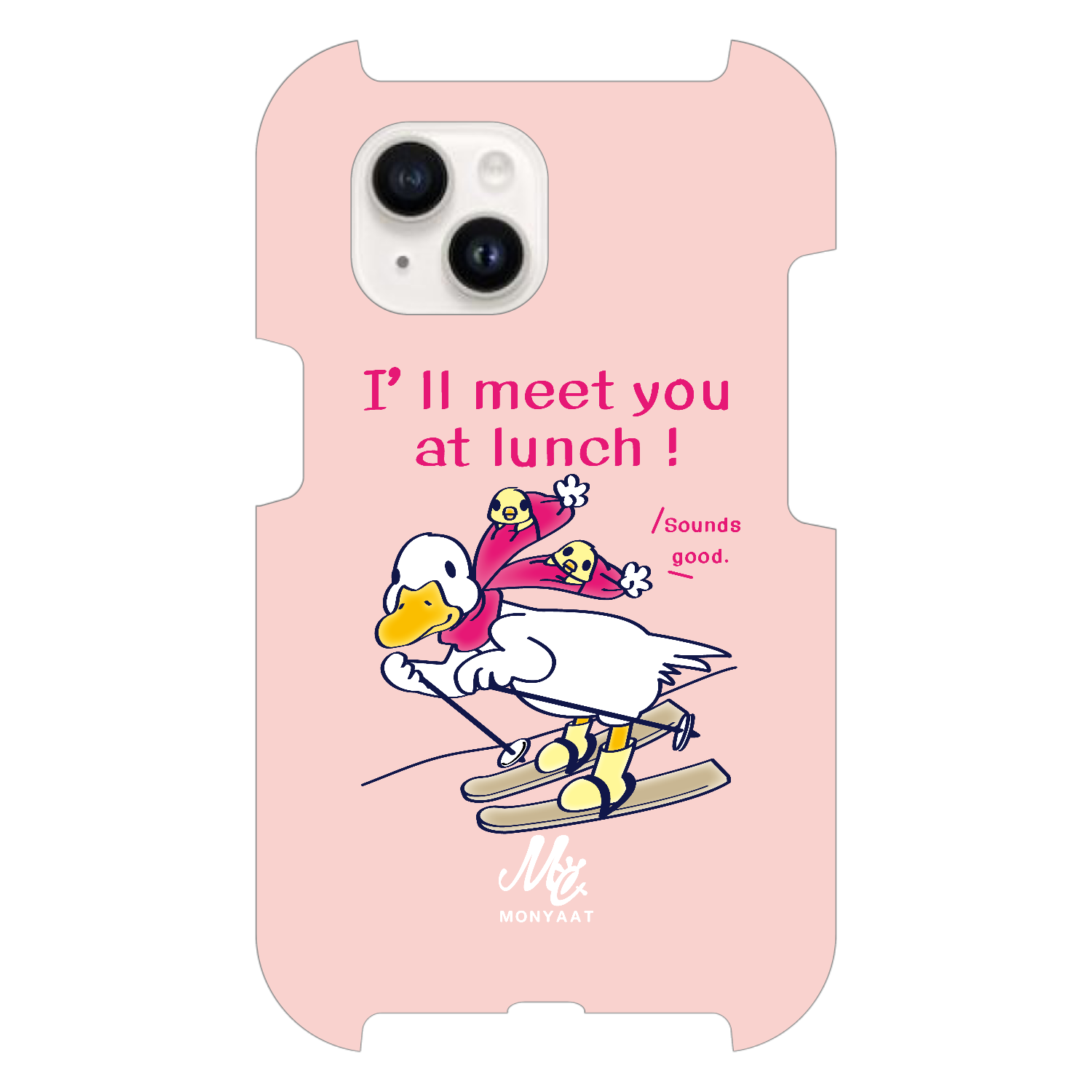 あひるのおひるさんのスキー　ピンク iPhone15