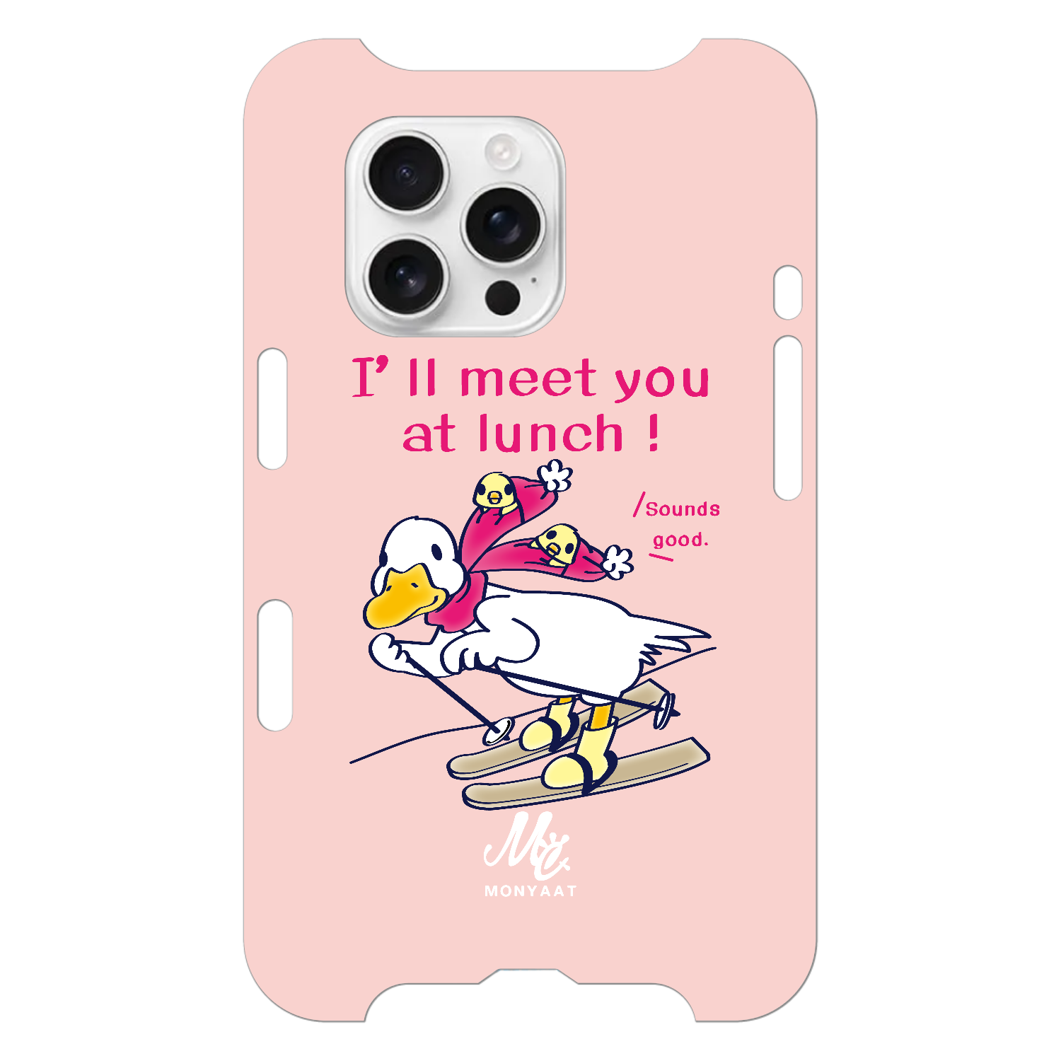 あひるのおひるさんのスキー　ピンク iPhone16 Pro