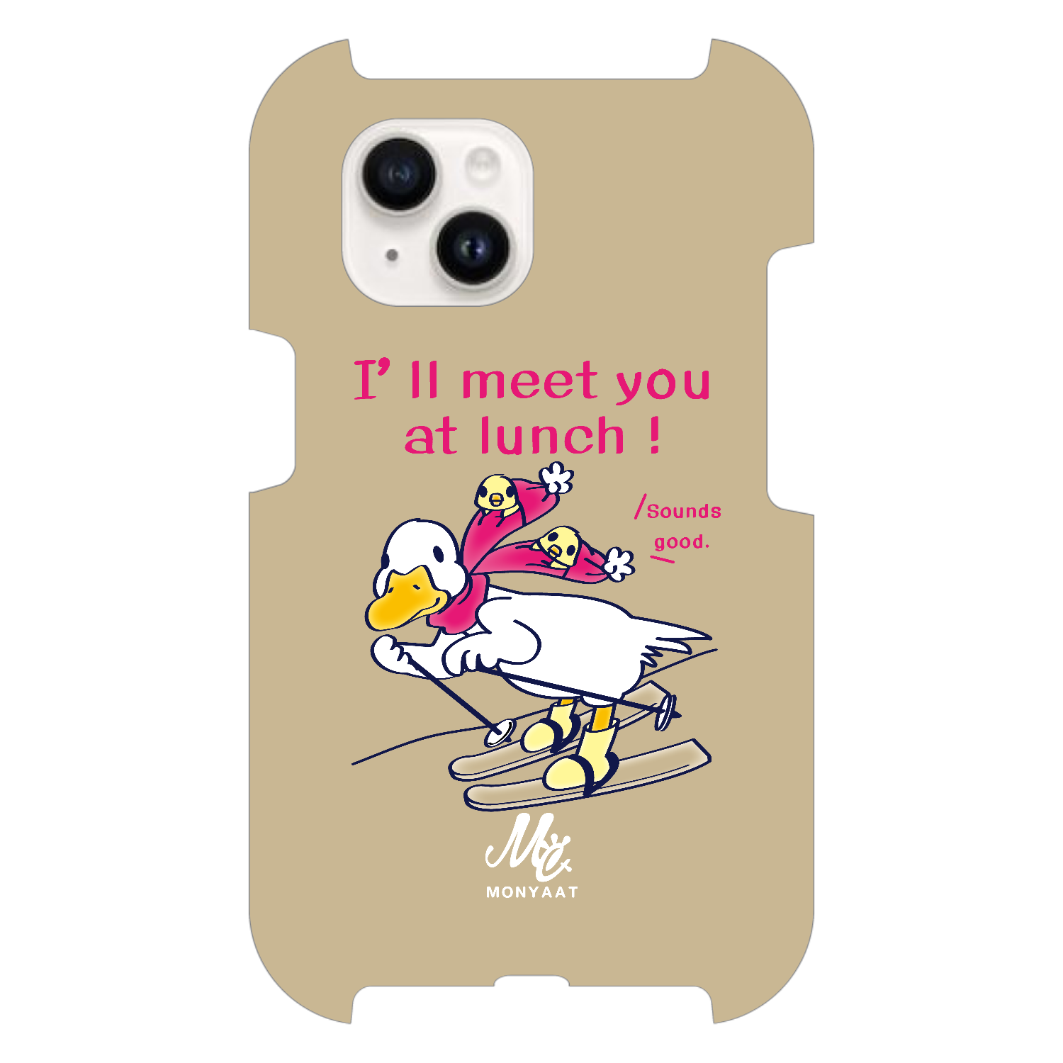 あひるのおひるさんのスキー　ブラウン iPhone15