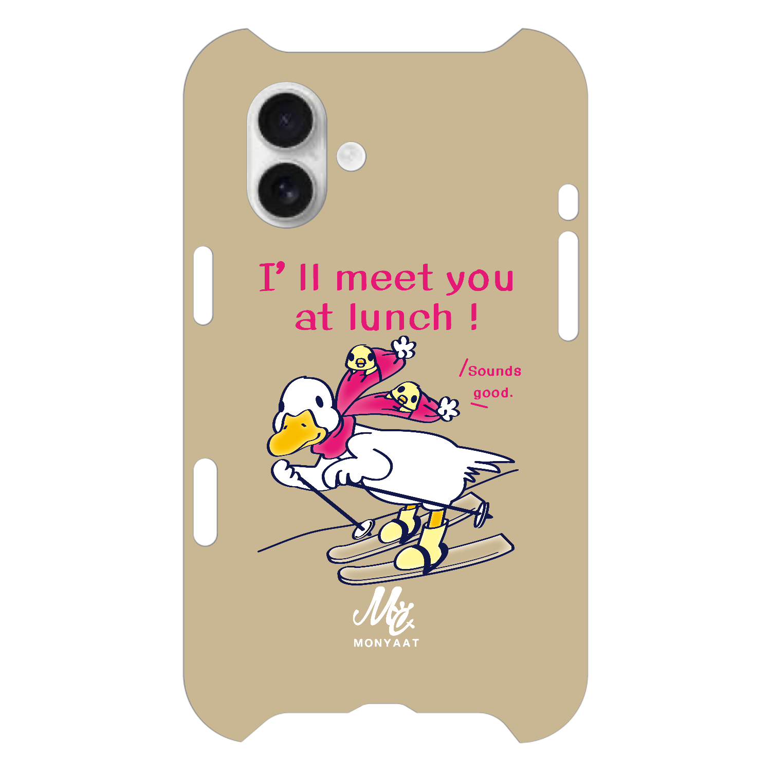 あひるのおひるさんのスキー　ブラウン iPhone16 Plus