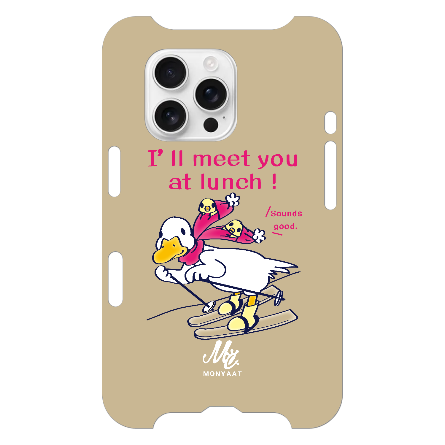 あひるのおひるさんのスキー　ブラウン iPhone16 Pro