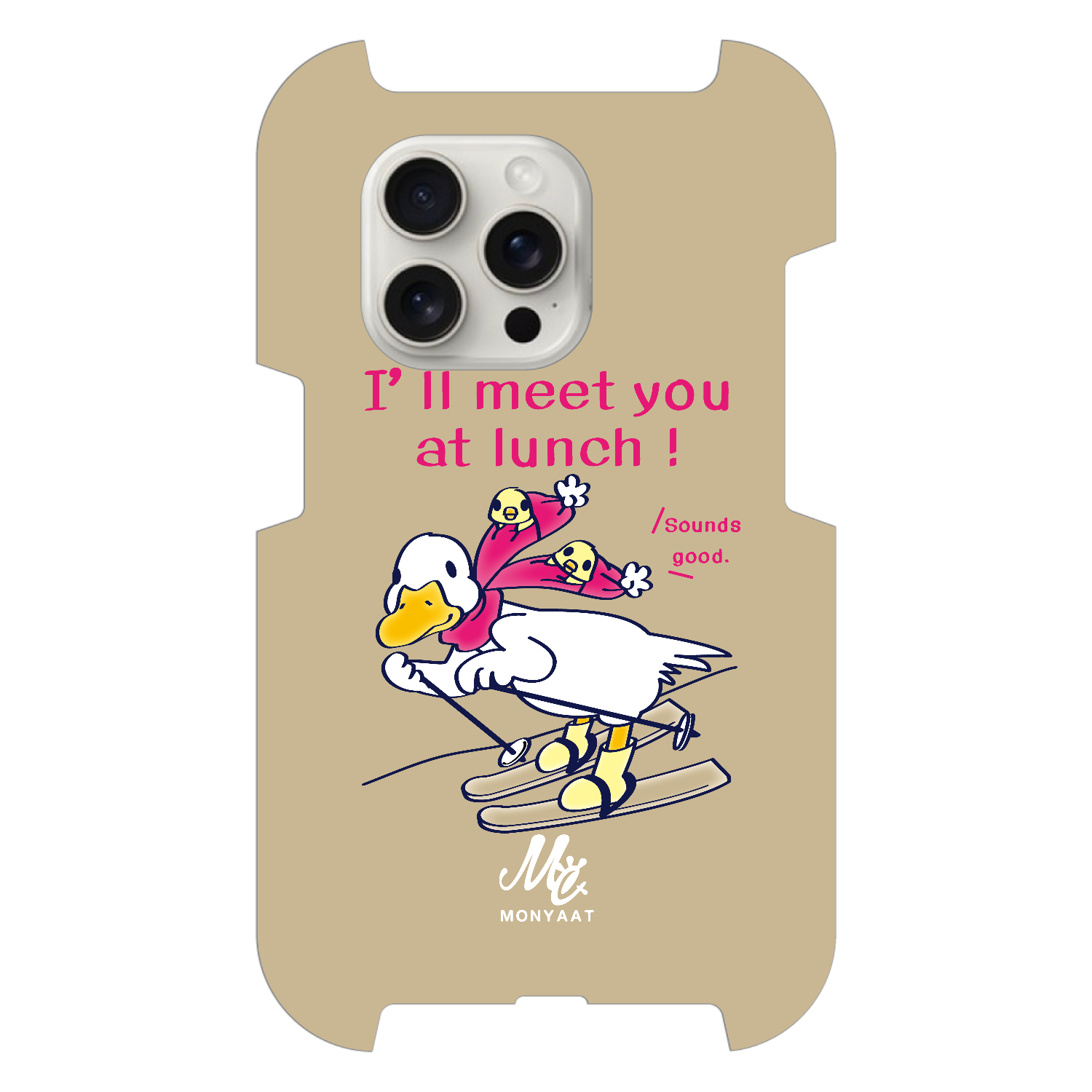 あひるのおひるさんのスキー　ブラウン iPhone15 Pro