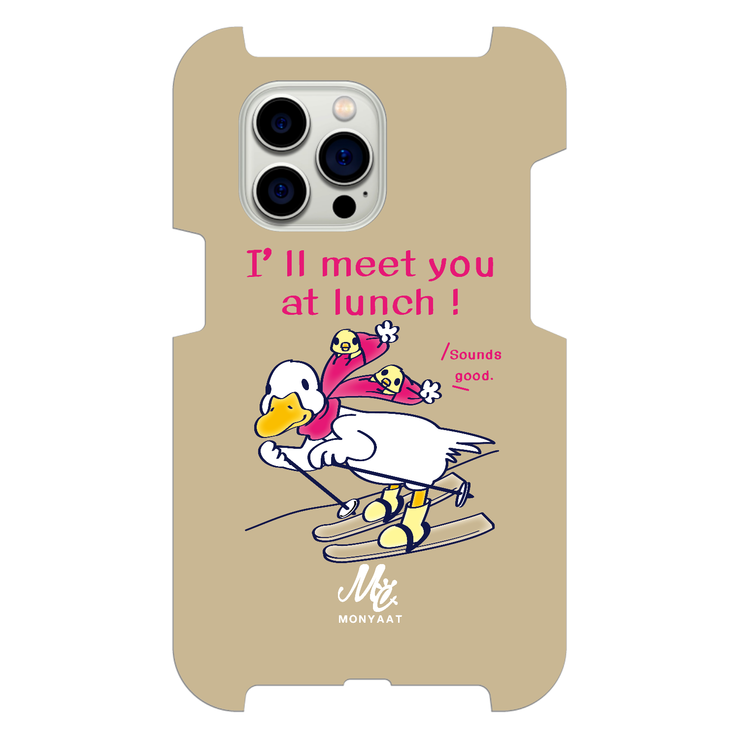 あひるのおひるさんのスキー　ブラウン iPhone15 Pro Max