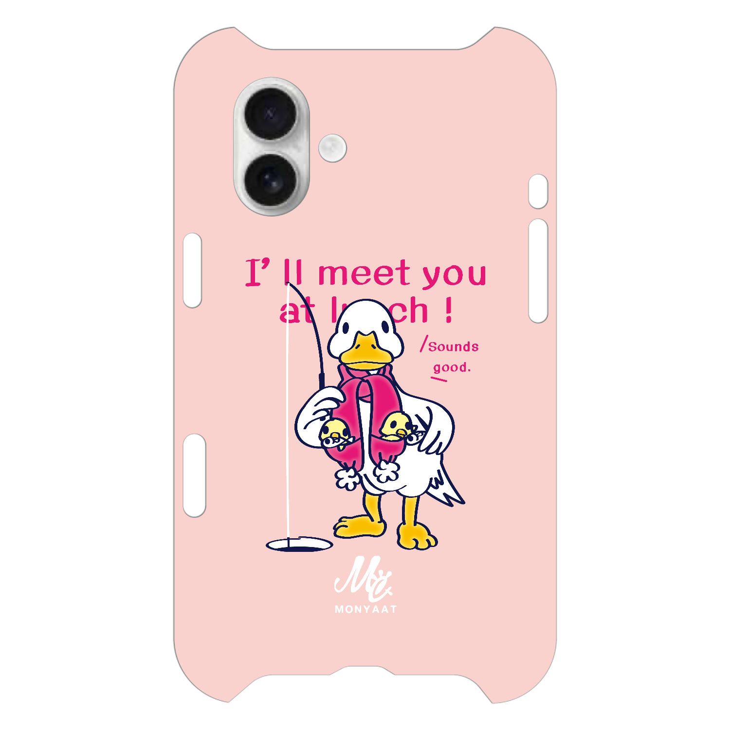 あひるのおひるさんのサカナ釣り ピンク iPhone16 Plus