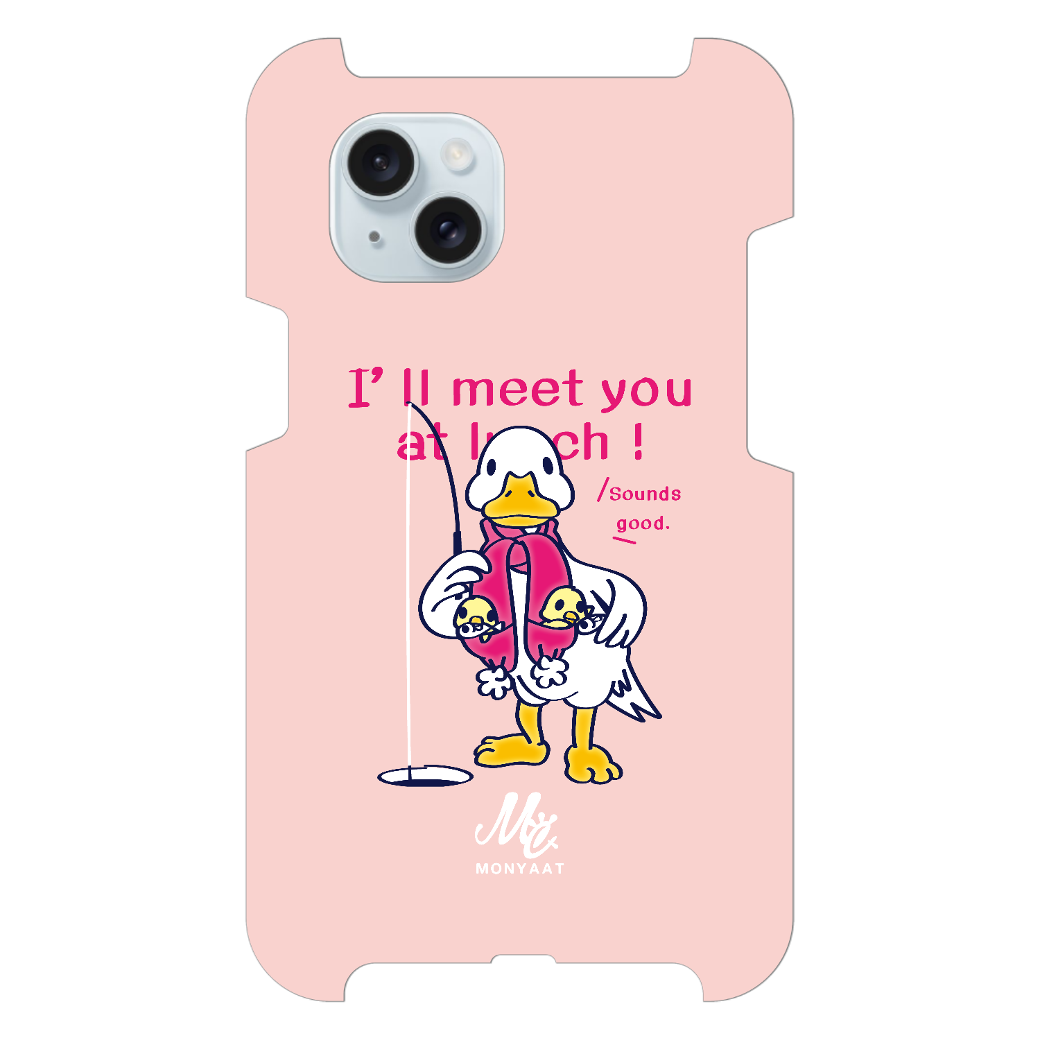 あひるのおひるさんのサカナ釣り ピンク iPhone15 Plus