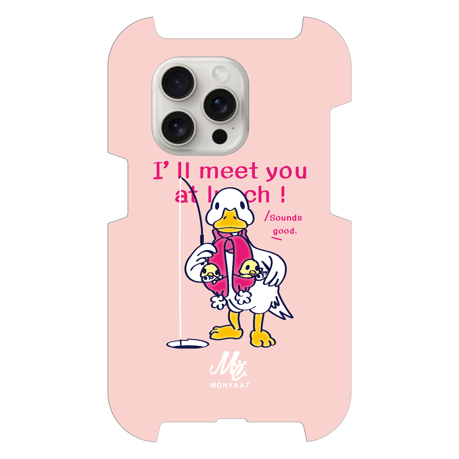 あひるのおひるさんのサカナ釣り ピンク iPhone15 Pro