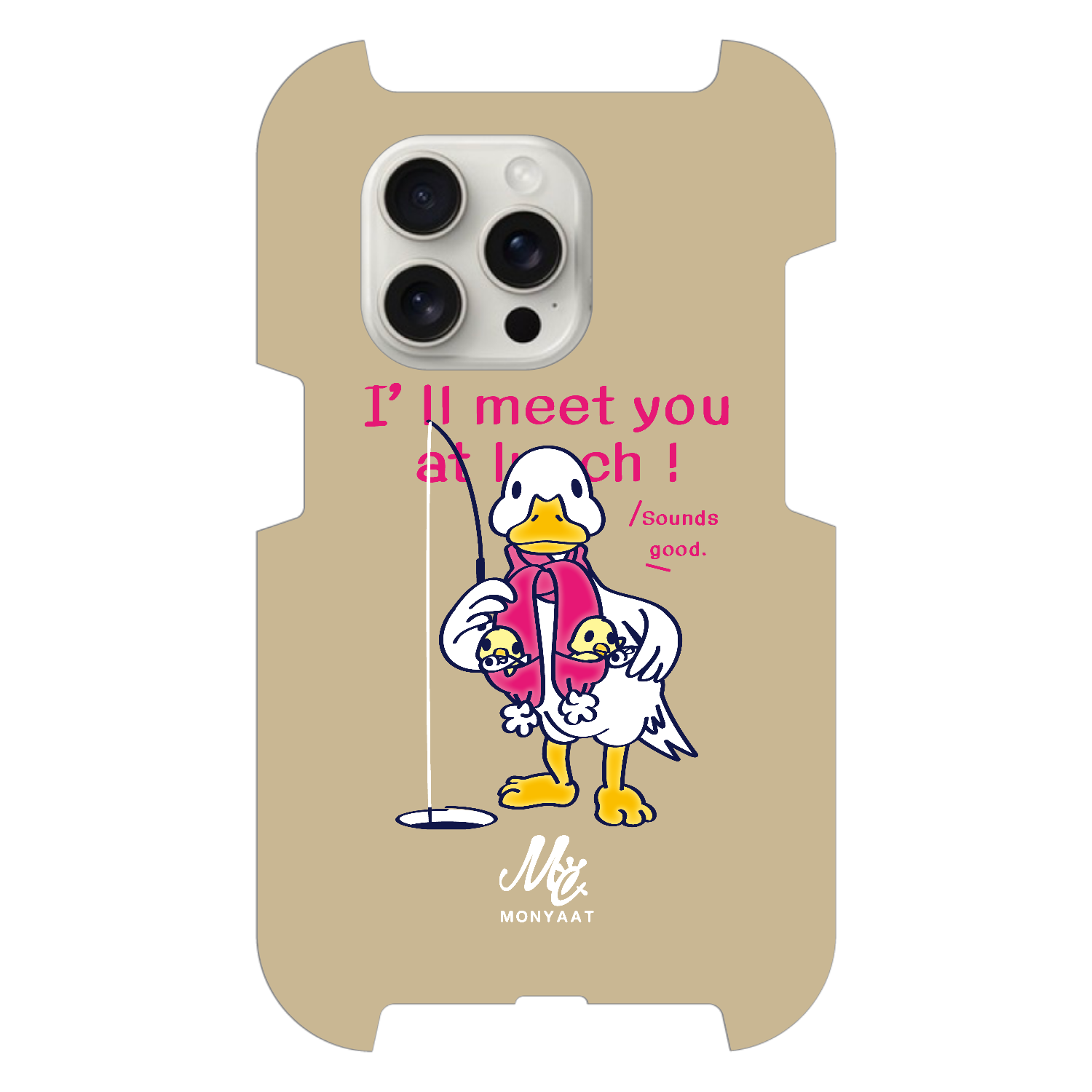 あひるのおひるさんのサカナ釣り ブラウン iPhone15 Pro