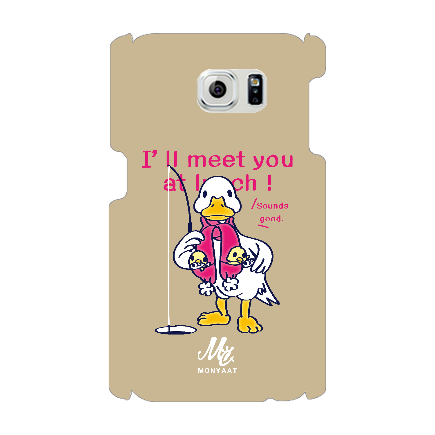 あひるのおひるさんのサカナ釣り ブラウン Galaxy S6(SC-05G)