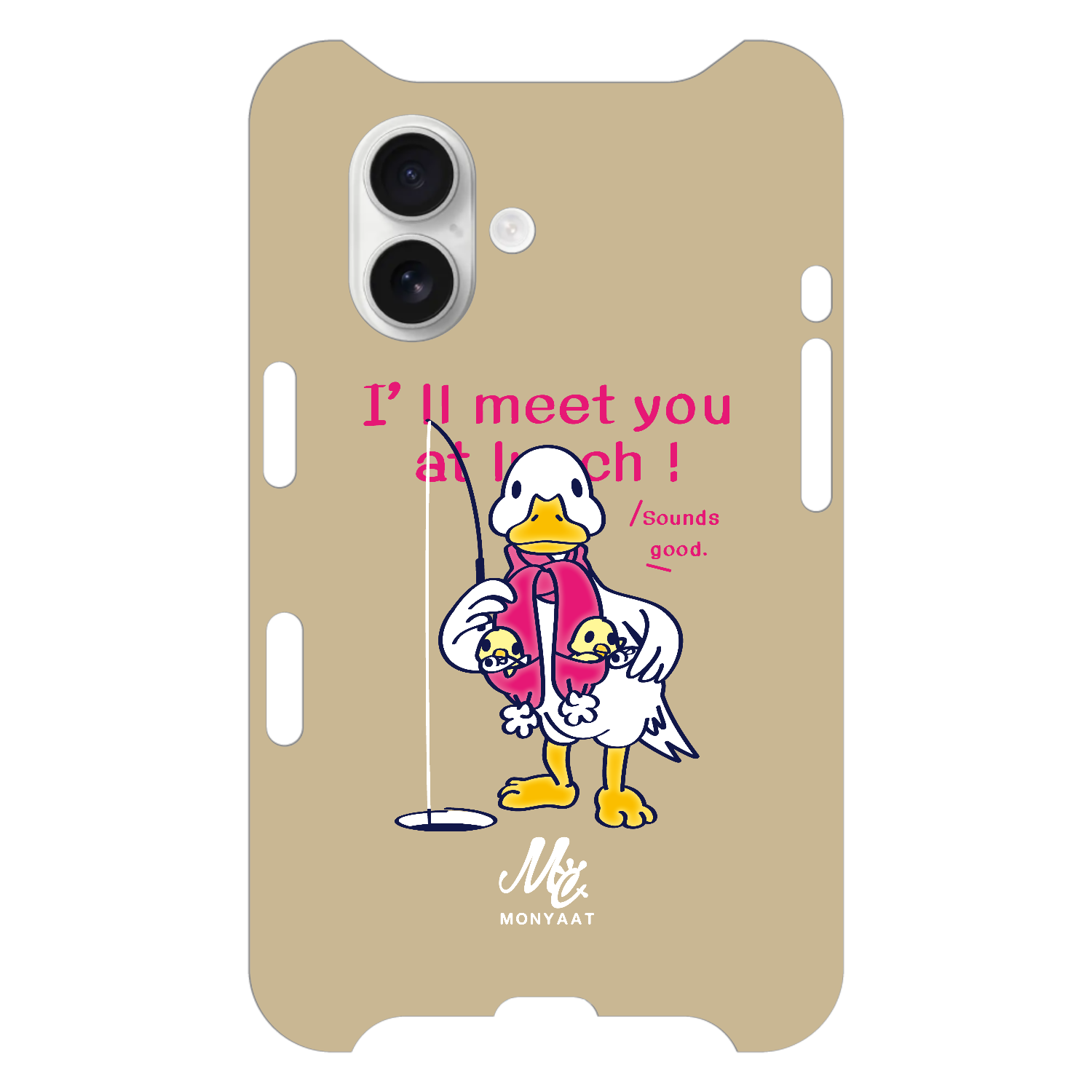 あひるのおひるさんのサカナ釣り ブラウン iPhone16