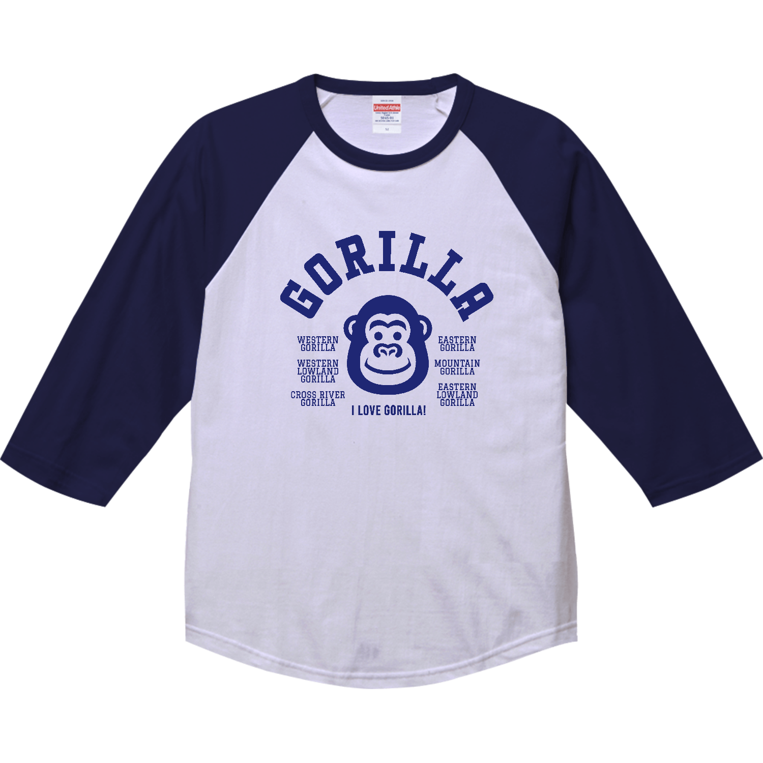 I LOVE GORILLA! ゴリラ大好き 01 ラグランTシャツ（七分袖）