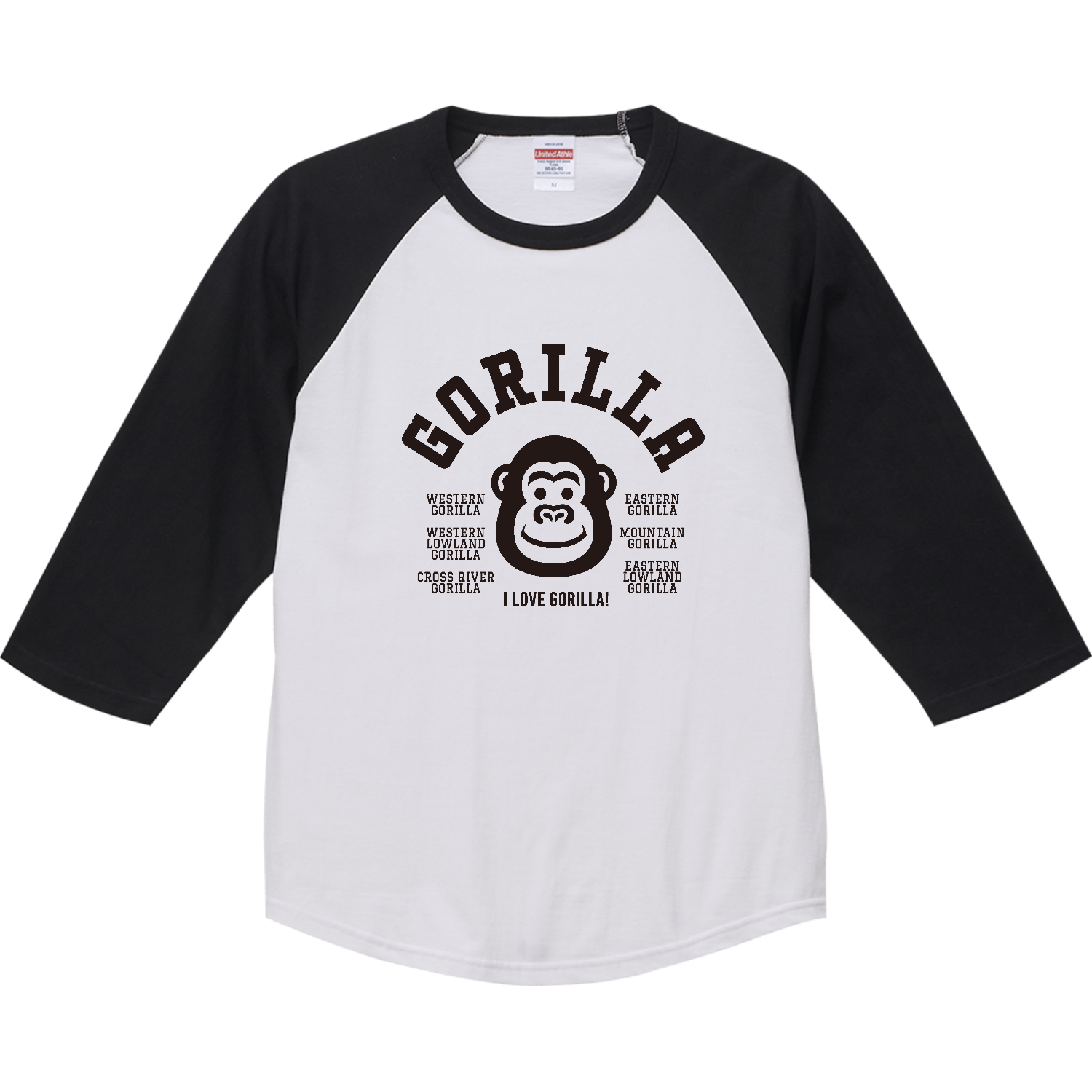 GORILLA ゴリラ大好き 2 ラグランTシャツ（七分袖）