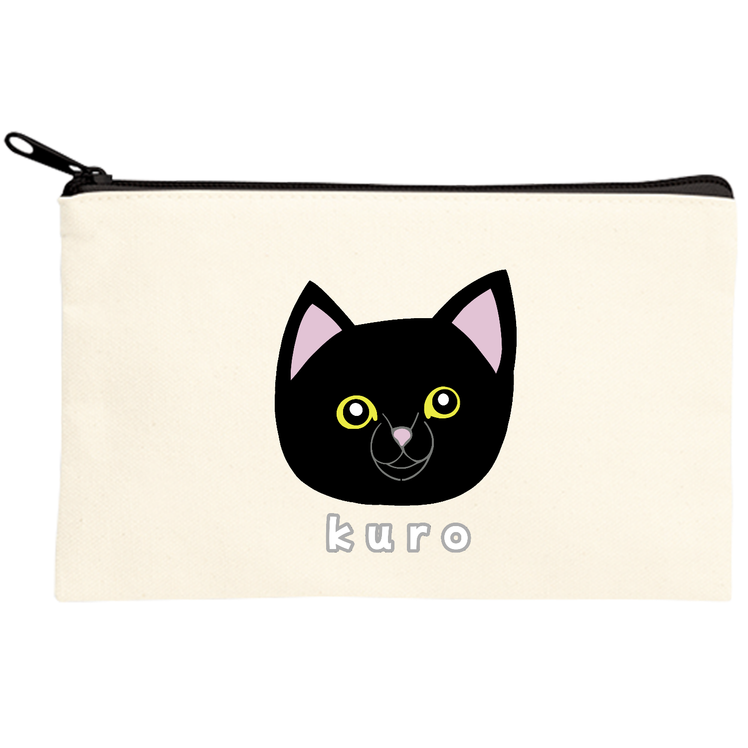くろねこちゃん ラメプリ！　キャンバスフラットポーチ（S）