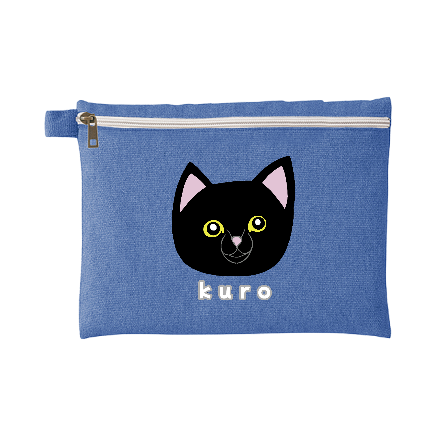 くろねこちゃん シャンブリックキャンバスフラットポーチ（L）