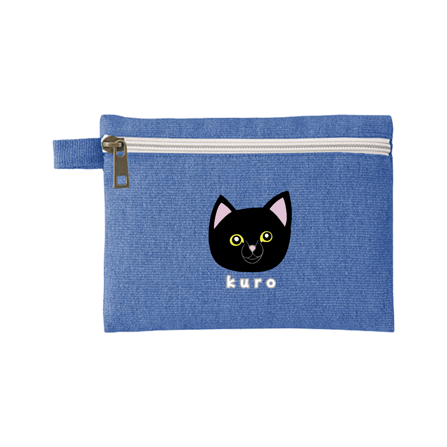 くろねこちゃん シャンブリックキャンバスフラットポーチ（S）