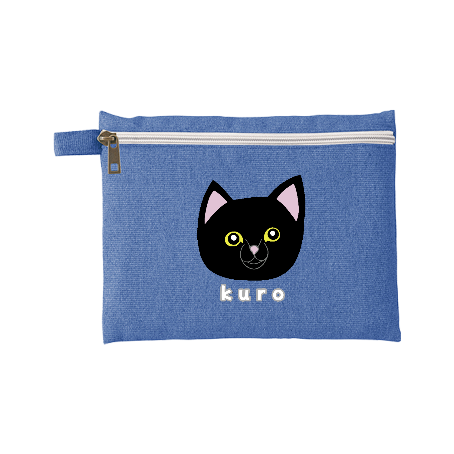 くろねこちゃん シャンブリックキャンバスフラットポーチ（M）