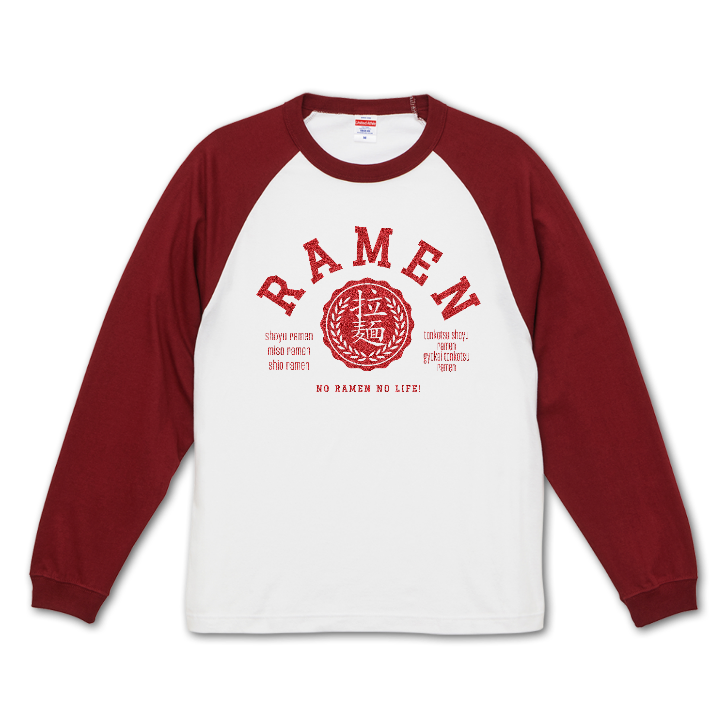 RAMEN・拉麺大好き ラグランロングスリーブTシャツ（1.6インチリブ）