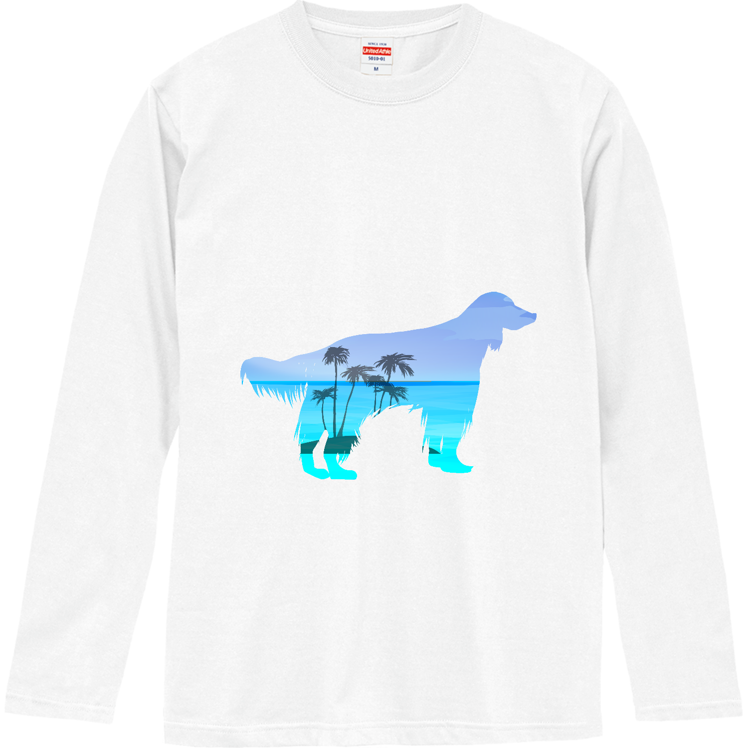 アイリッシュセッターと南国風景 ロングスリーブTシャツ