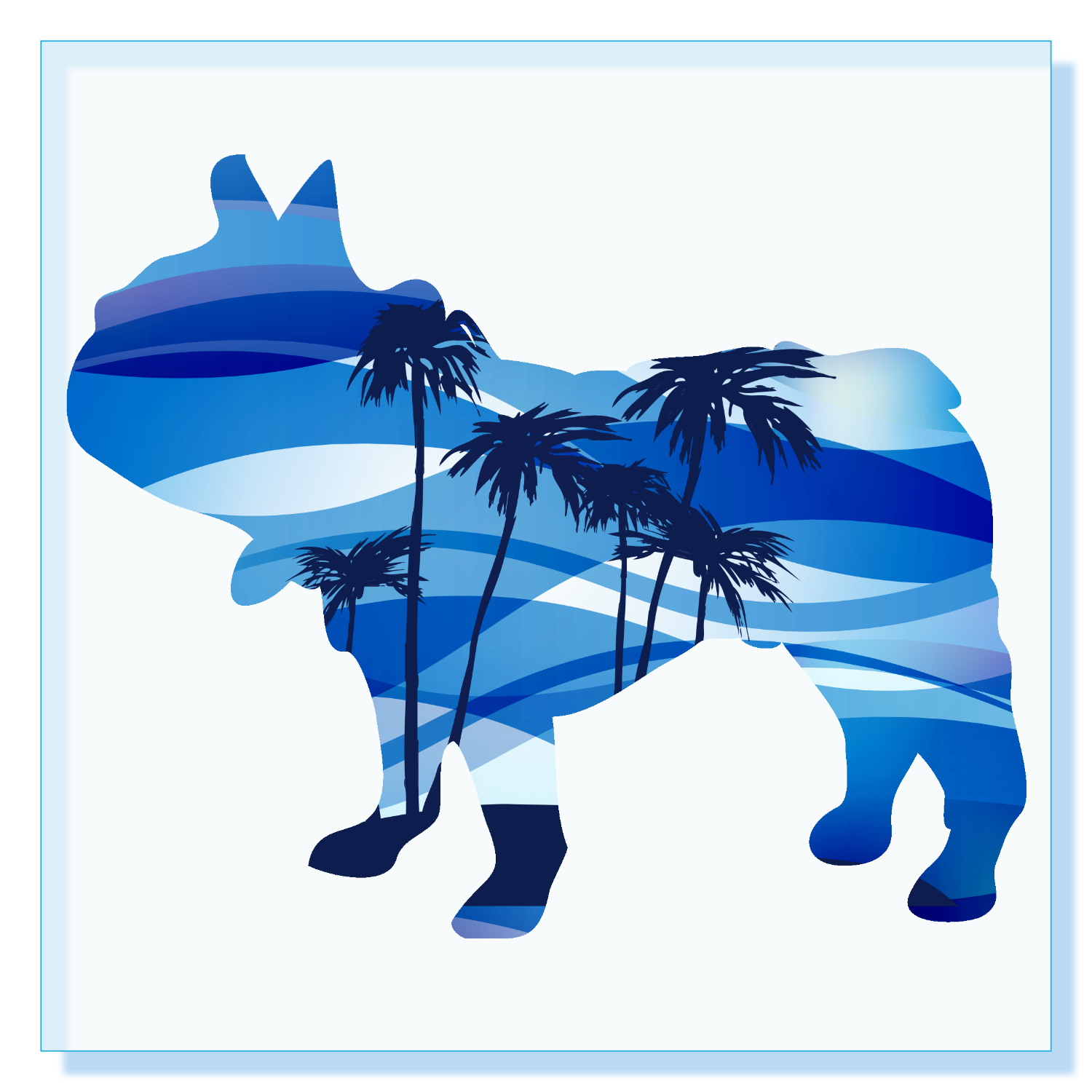 ハワイアンフレンチブルドッグ アクリルブロック (100 x 100mm)