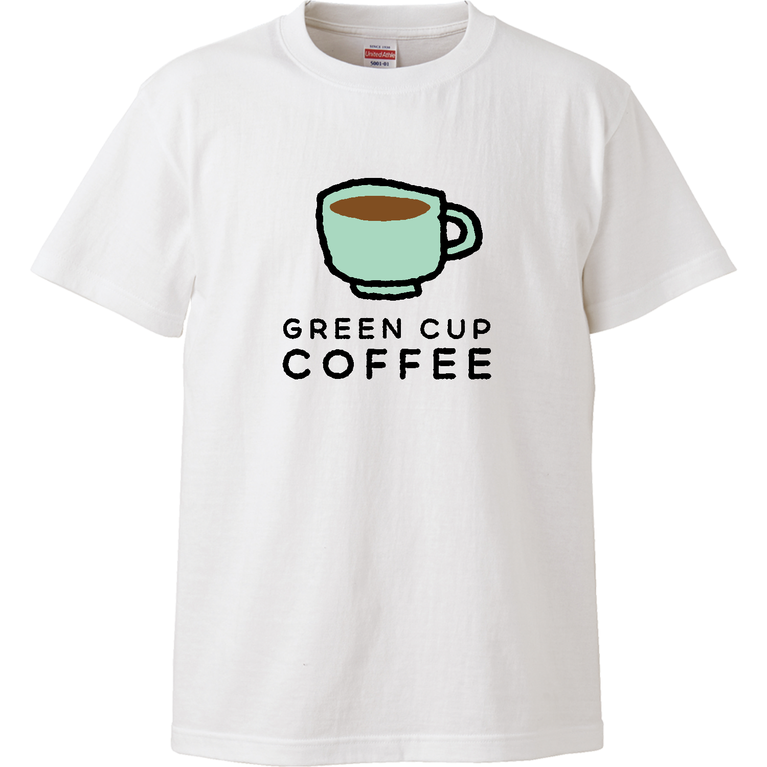 グリーンカップ・コーヒー【カフェ・スイーツ・ゆるイラスト】 ハイクオリティーTシャツ
