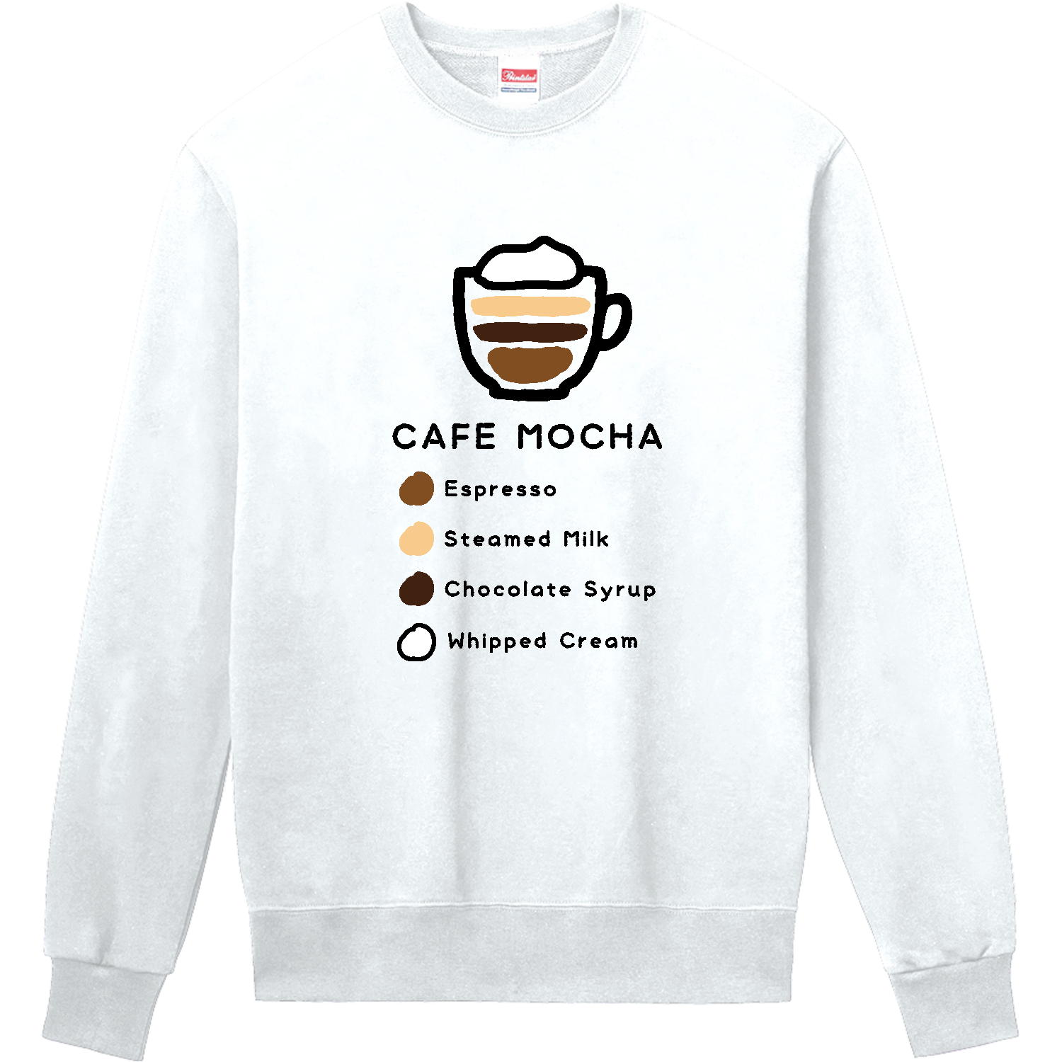 カフェモカ【カフェ・スイーツ・ゆるイラスト・コーヒー】 長袖Tシャツ 