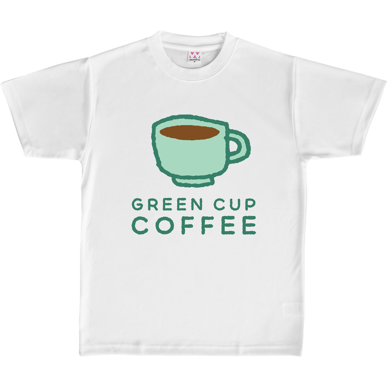 グリーンカップ・コーヒー・文字グリーン【カフェ・スイーツ・ゆるイラスト】 定番ドライライトＴシャツ