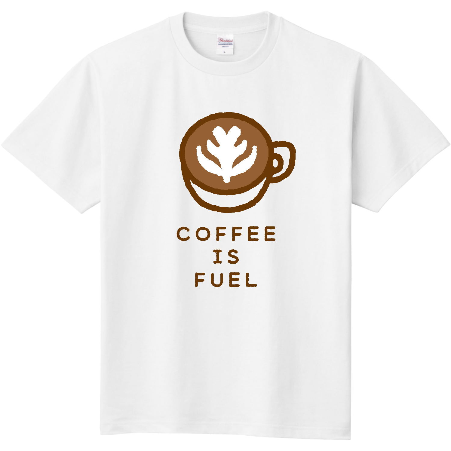 ラテアート・コーヒー・コーヒーが燃料【カフェ・ゆるイラスト】 定番Ｔシャツ