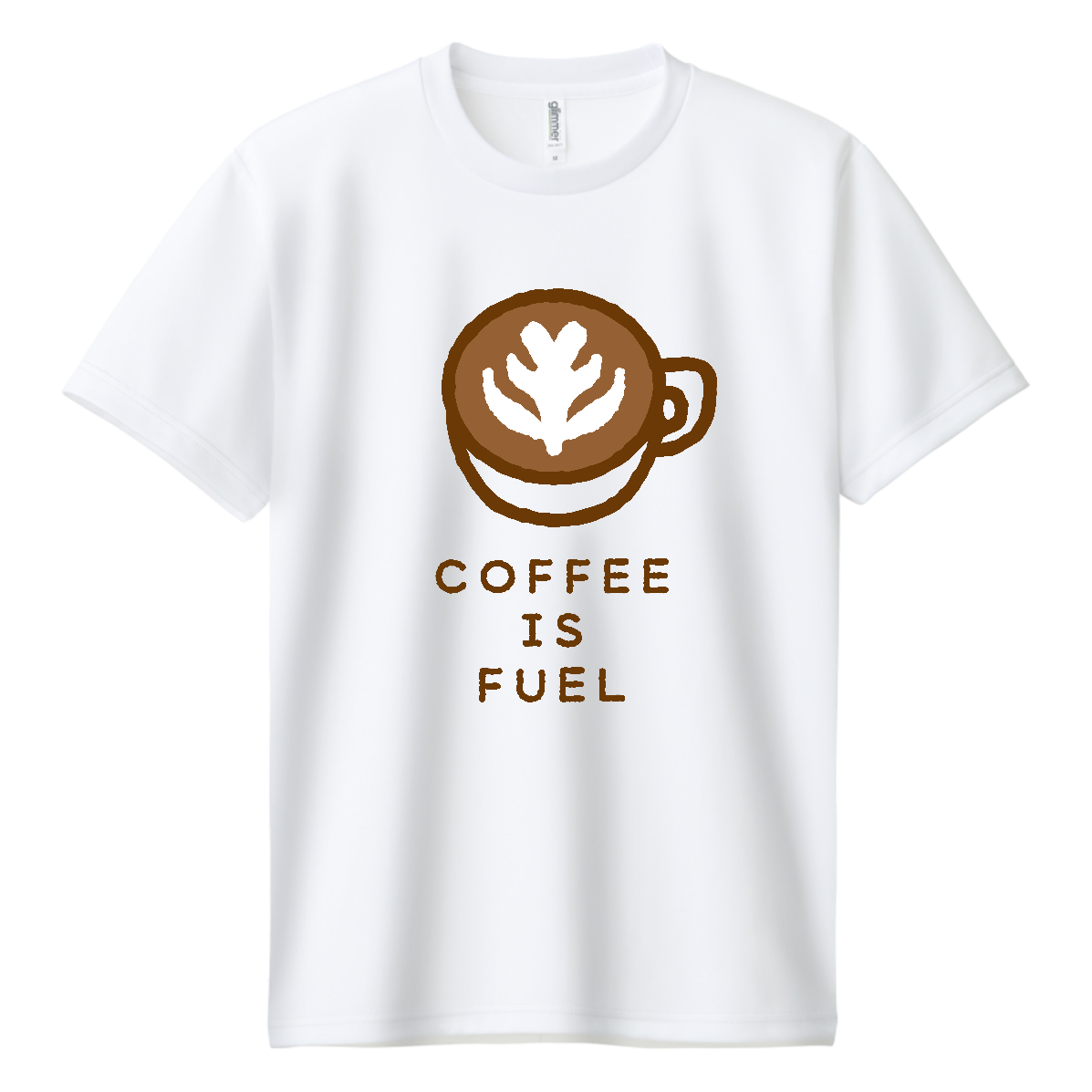 ラテアート・コーヒー・コーヒーが燃料【カフェ・ゆるイラスト】 ドライＴシャツ