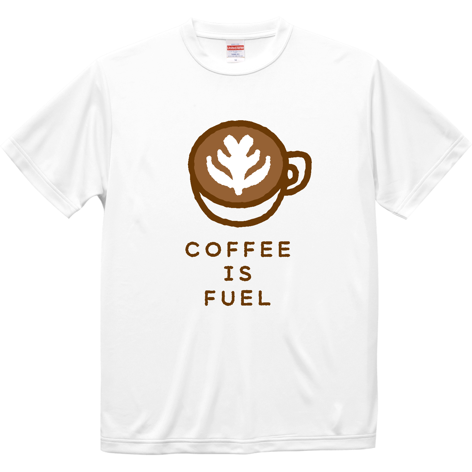 ラテアート・コーヒー・コーヒーが燃料【カフェ・ゆるイラスト】 ドライシルキータッチTシャツ