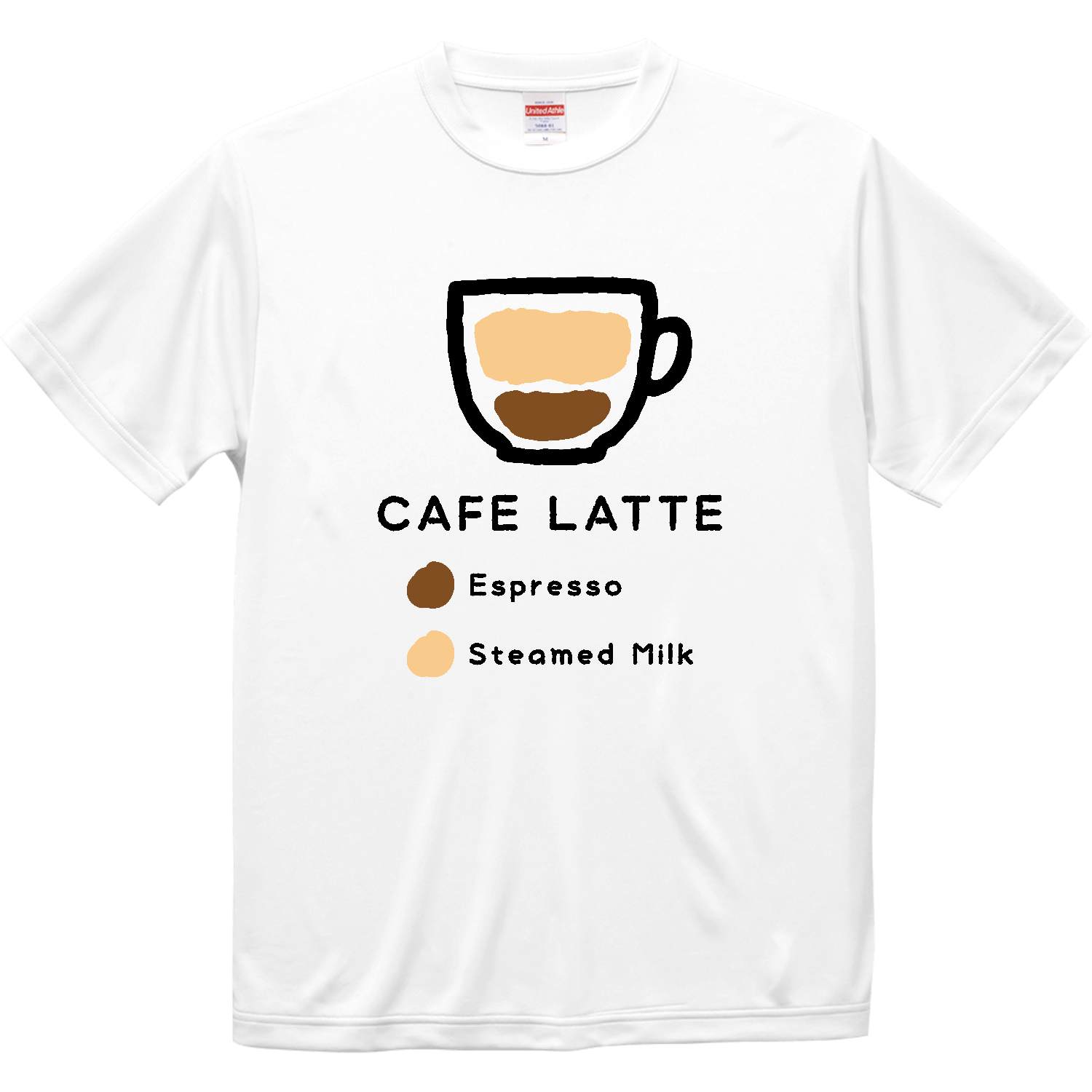 カフェラテ【カフェ・スイーツ・ゆるイラスト・コーヒー】 ドライシルキータッチTシャツ