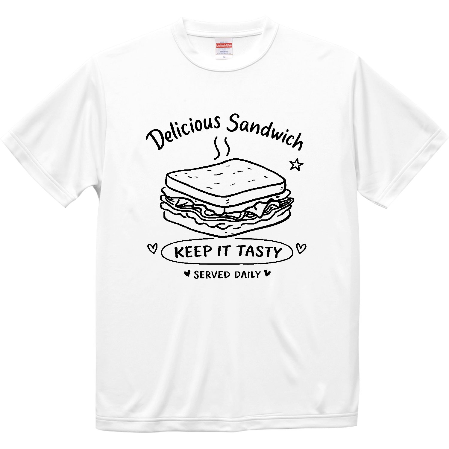 美味しいサンドイッチとメッセージ【カフェ・フード・ゆるイラスト】 ドライシルキータッチTシャツ
