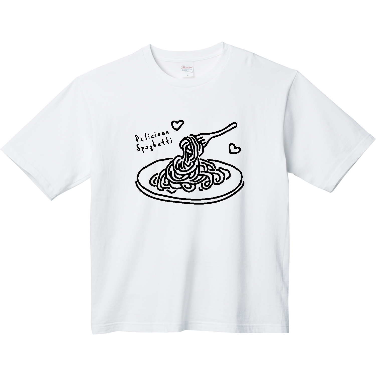 デリシャス・スパゲッティ【カフェ・フード・ゆるイラスト】 ヘビーウェイト ビッグシルエットTシャツ