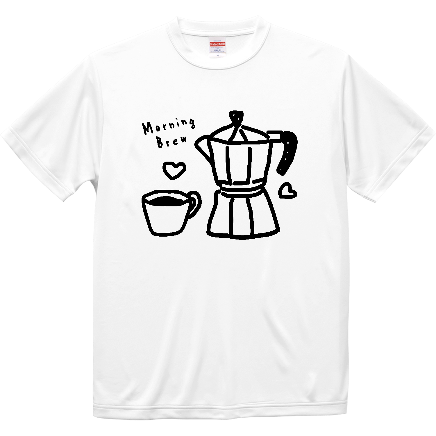 朝のコーヒー【カフェ・フード・ゆるイラスト】 ドライシルキータッチTシャツ